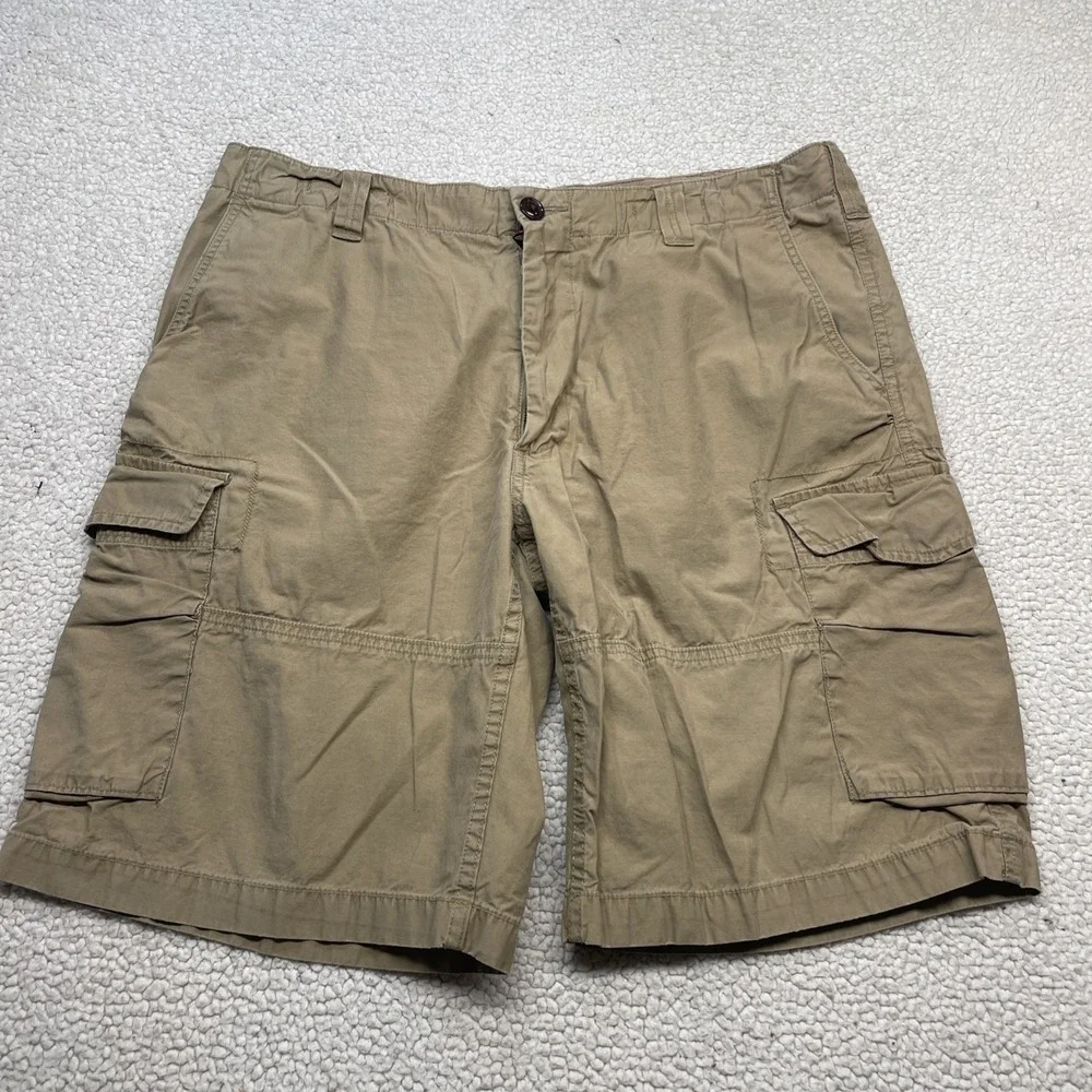 Unbranded Cargo Shorts Mens 36 Tan Khaki Cotton Multi Pocket Casual Outdoor